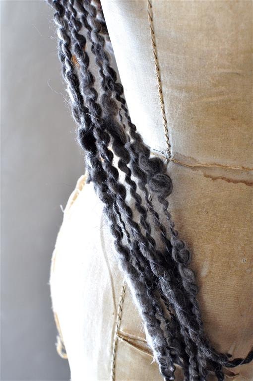 Handspun Thick and Thin Yarn, Knitting Yarn, Grey and Charcoal, Silky Soft