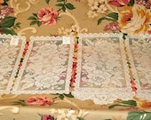 Set of Vintage machine made Filet Lace Doilies and Armchair Covers NWT