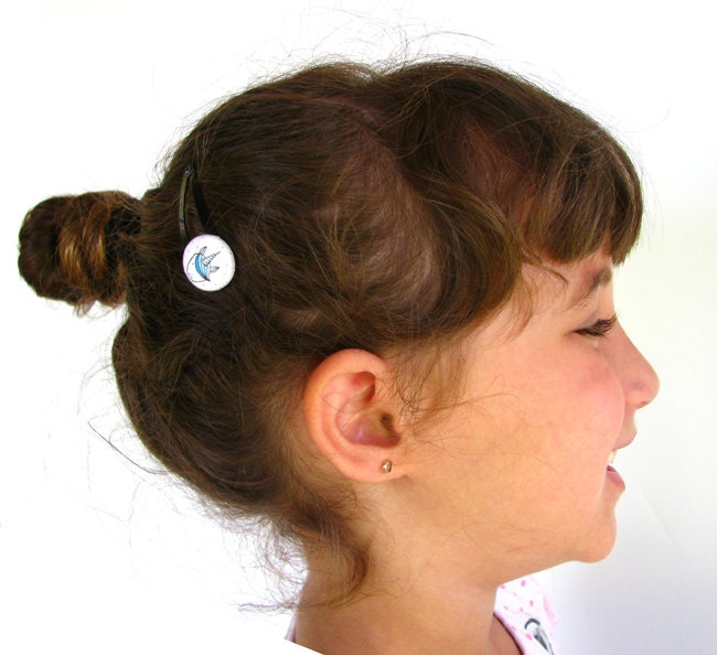 Girls button hair clips, toddler clippies, Unicorn