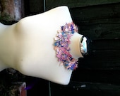 Butterfly Statement Bib Necklace in Purple and Blue