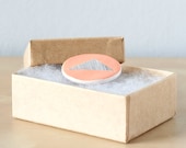 Jewel : Coral pink & Striped Triangle Brooch - Handmade Brooch Limited Edition