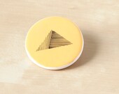 Triangle yellow brooch - Yellow & Striped triangle - Geometric jewellery