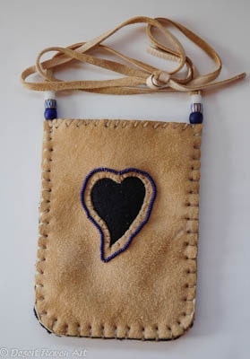 Beaded leather cell phone bag