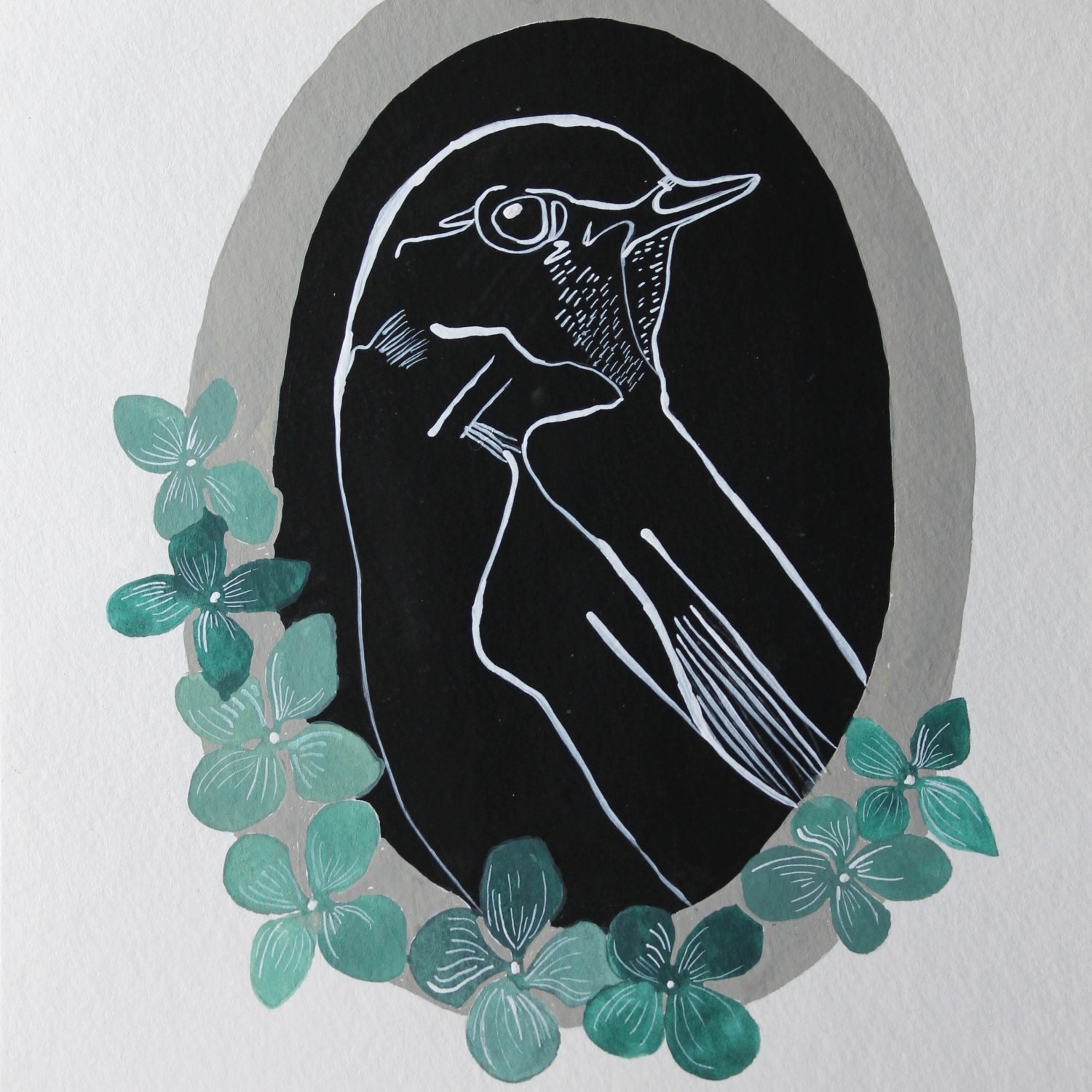 Emerald Garden Original Gouache & Watercolor Art