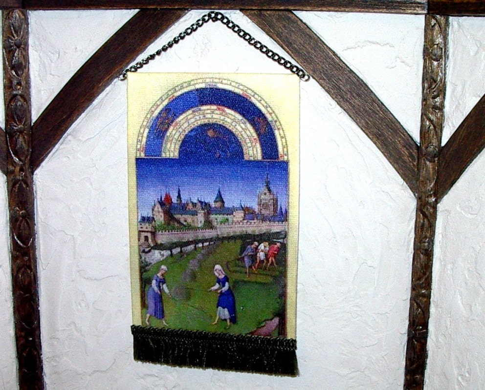 Medieval Tapestry, Tending the Crops, Dollhouse Miniature 1/12 Scale