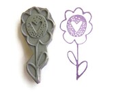 Hearty Sun Flower Love Stamp - Rubber Stamp - Cling Rubber Stamp