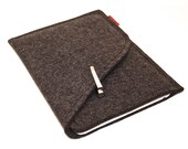 iPad Mini Sleeve/Case Wool Felt Double Pocket in Anthracite