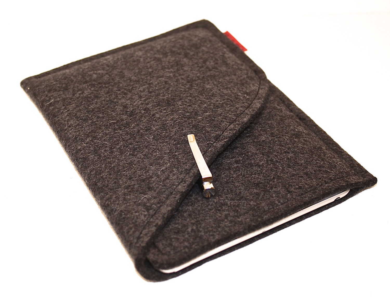 iPad Mini Sleeve/Case Wool Felt Double Pocket in Anthracite