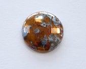 Handpainted cabochon, bone china, blue, copper, jewelry making
