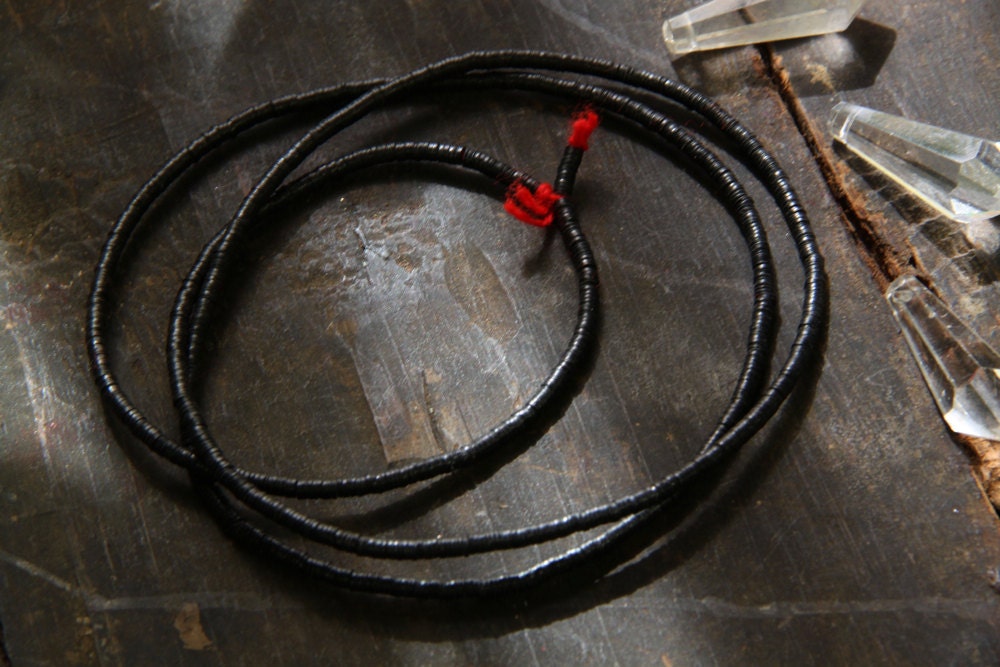 Back to Black: 3mm African Vinyl (Vulcanite) Phono Record Disc Beads Necklace / 3x.5mm / Tribal Boho Fashion, Craft, Jewelry Making Supplies