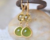 Olive Green Teardrop Jewel Earrings.  Fashion Stone Dangle Earrings. Fashion Earrings. Gtren Earrings. Free Shipping. GIFT FOR HER