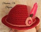 Raspberry Fedora for Baby Girl, Fun, Unique, 0 to 3 months, One of a Kind, READY TO SHIP