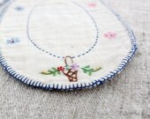 1920s Embroidered Table Decor  / Ornamental Cloth Mat