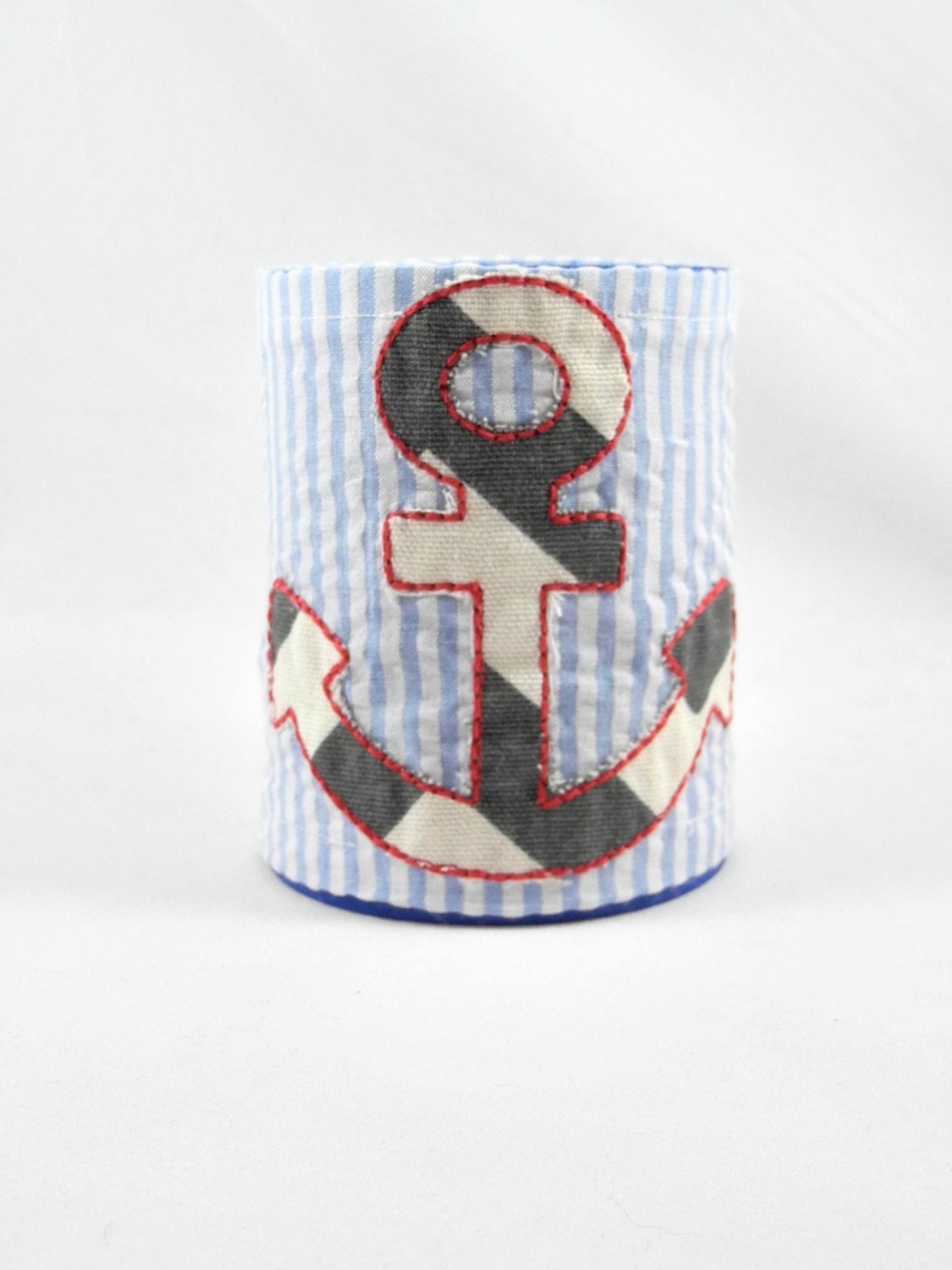Seersucker Anchor Coozie Can Koozie Coozie Cover