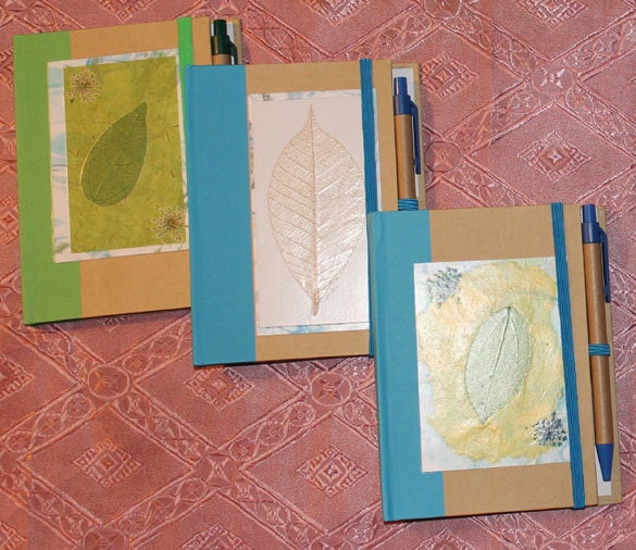 Journal With Pressed Flower Design Blue Green Skeleton Leaf Small Notebook Idea Book Diary Smash Book Garden Journal