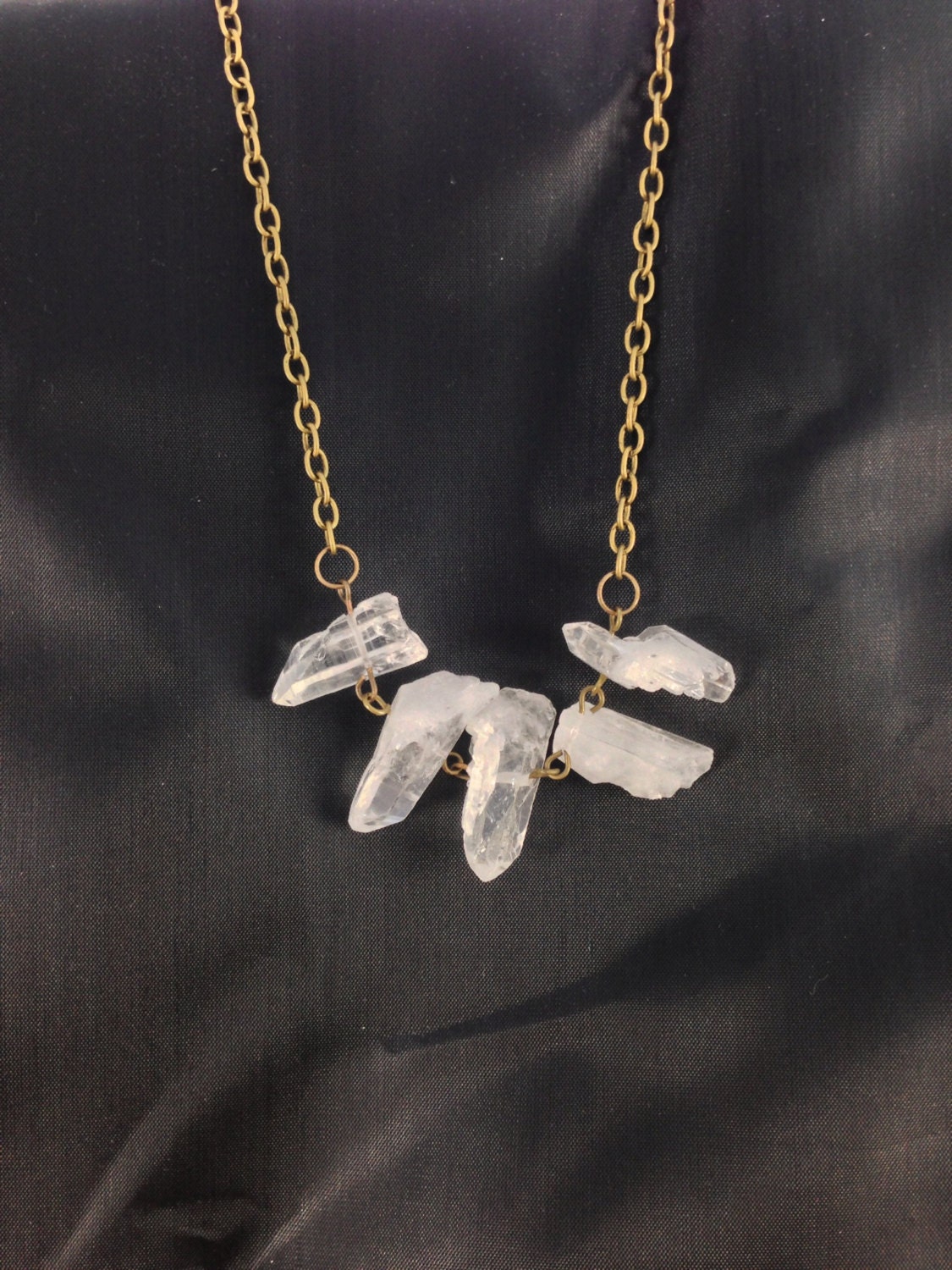 5 stone crystal quartz necklace