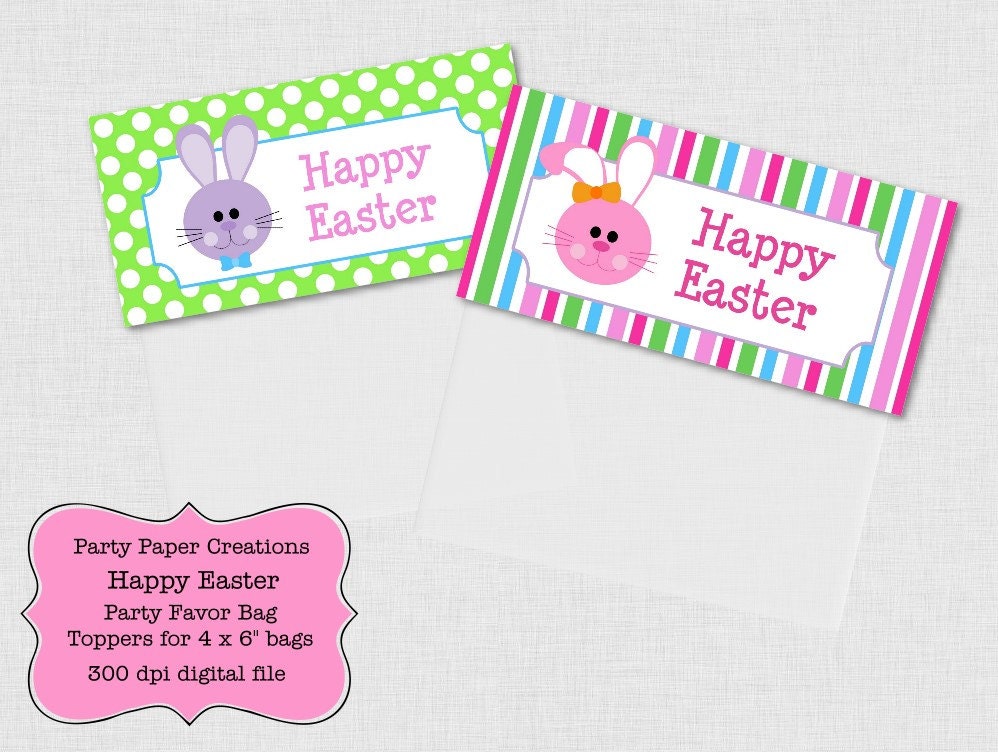 INSTANT DOWNLOAD Happy Easter Favor Bag Toppers and Kisses Labels Printable pdf - Easter Bunny Il_170x135