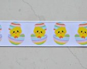 Yellow chicks hatching from an striped Easter egg 7/8" grosgrain ribbon Il_170x135