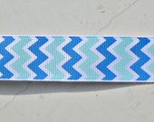 MTMG seal cabana coordinating chevron on white 7/8" grosgrain ribbon