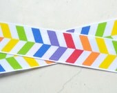 Bright primary rainbow herringbone stripes on 7/8" grosgrain ribbon- spring Il_170x135