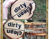 Rustic Wood Dishwasher Natural Branch Magnet Clean Dirty Custom Refrigerator Magnet Housewares Gifts  Green