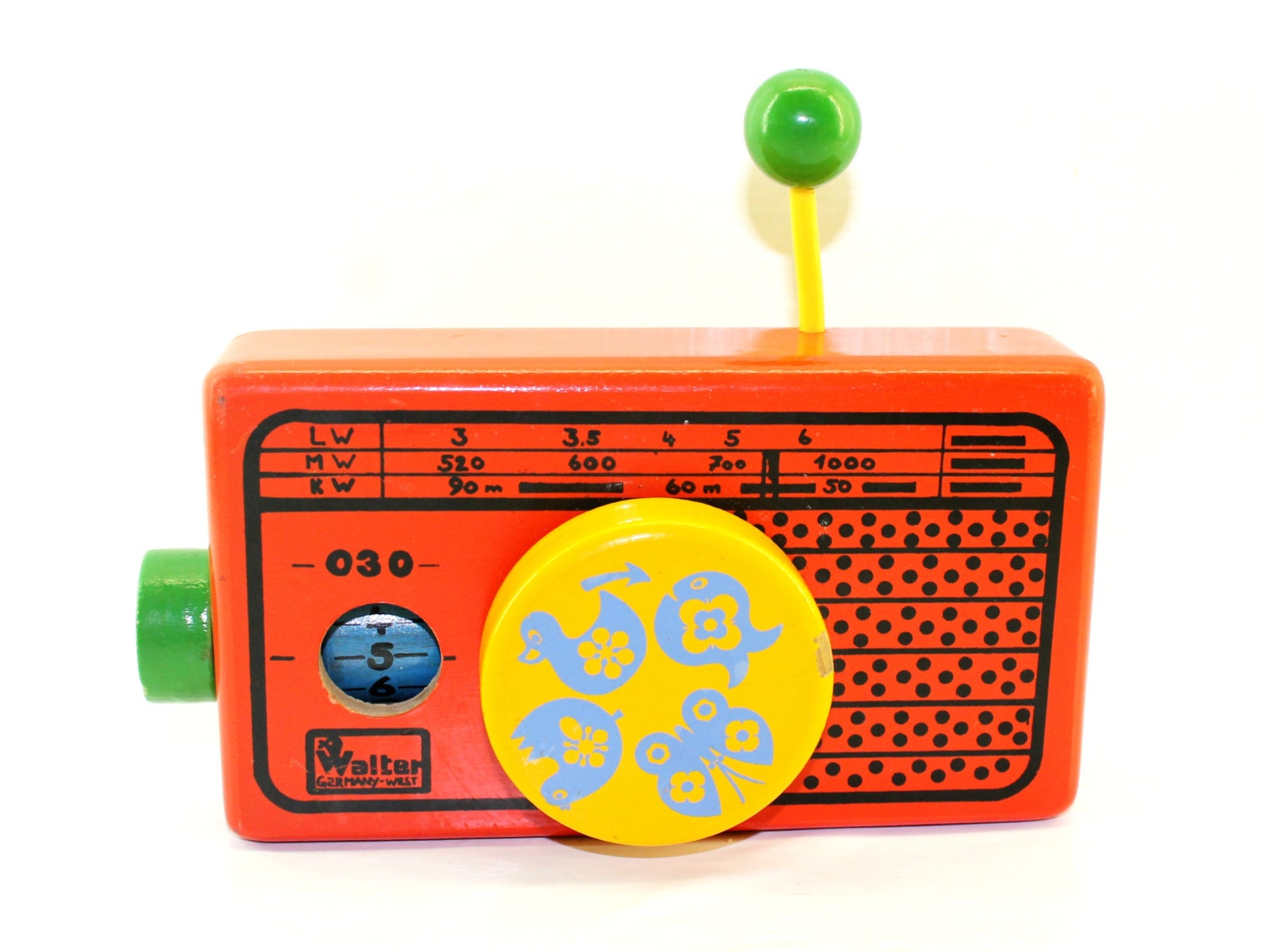 Walter West Germany Toy Radio - Wooden Musical Wind Up Radio - Rock-A-Bye Baby - HobartCollectables