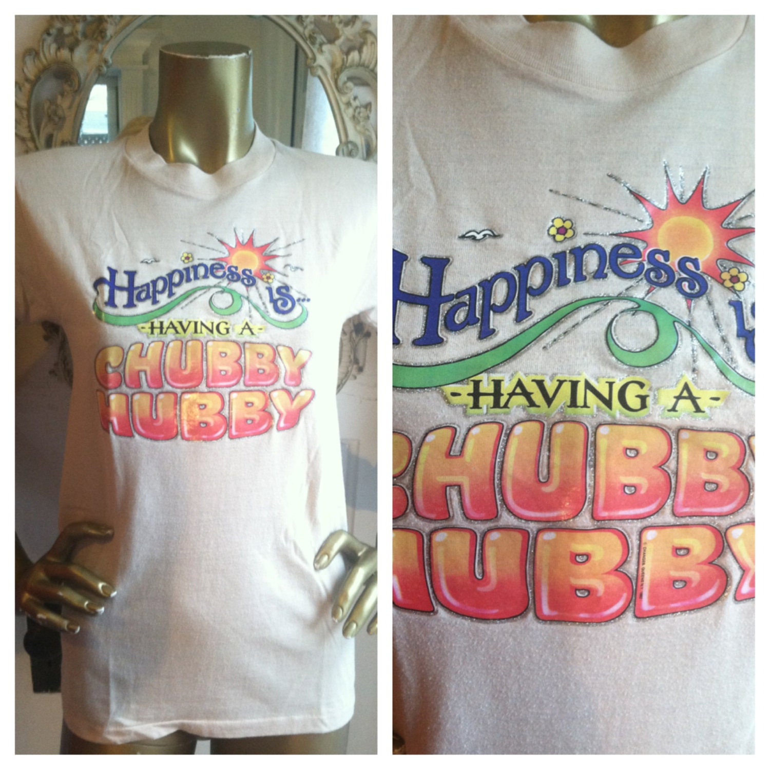 Vintage 1982 Glittery Chubby Hubby T Shirt