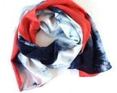 Silk Shibori Scarf - Indigo and peach hand dyed silk
