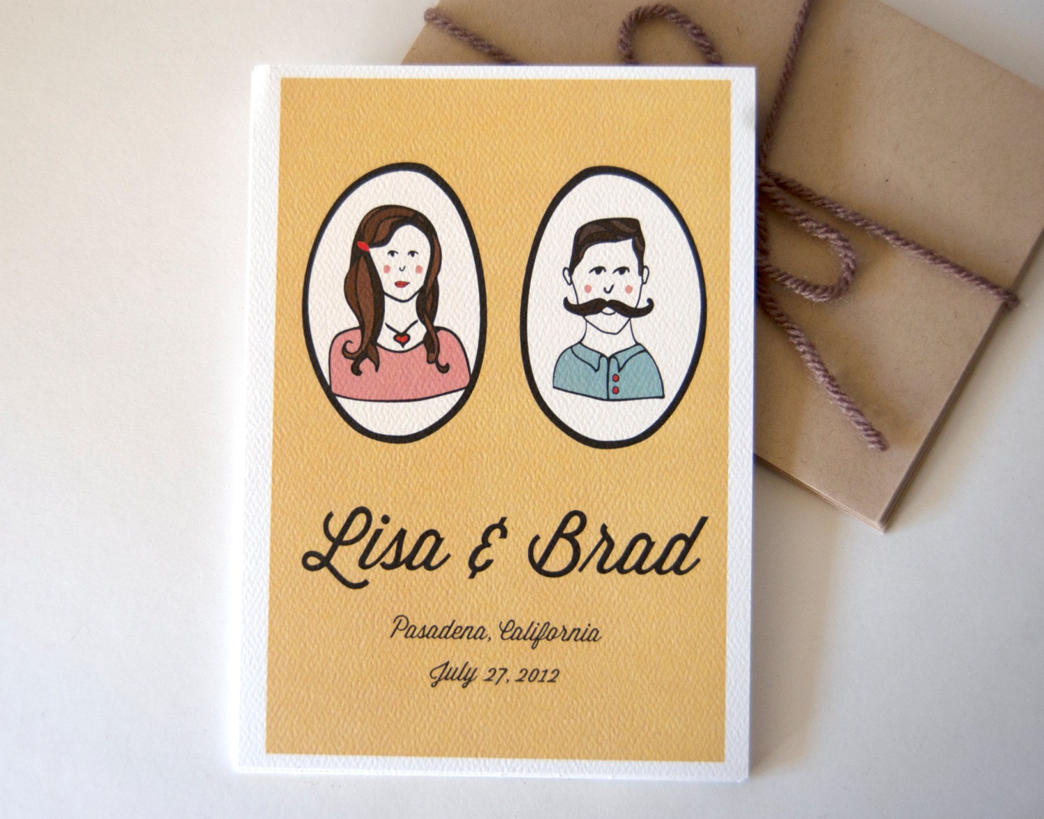 Vintage - Rustic Wedding Invitation With Custom Portraits