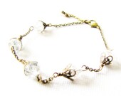 Crystal Bead Bracelet Crackled Glass Bracelet Vintage Victorian Style Jewelry Bracelet