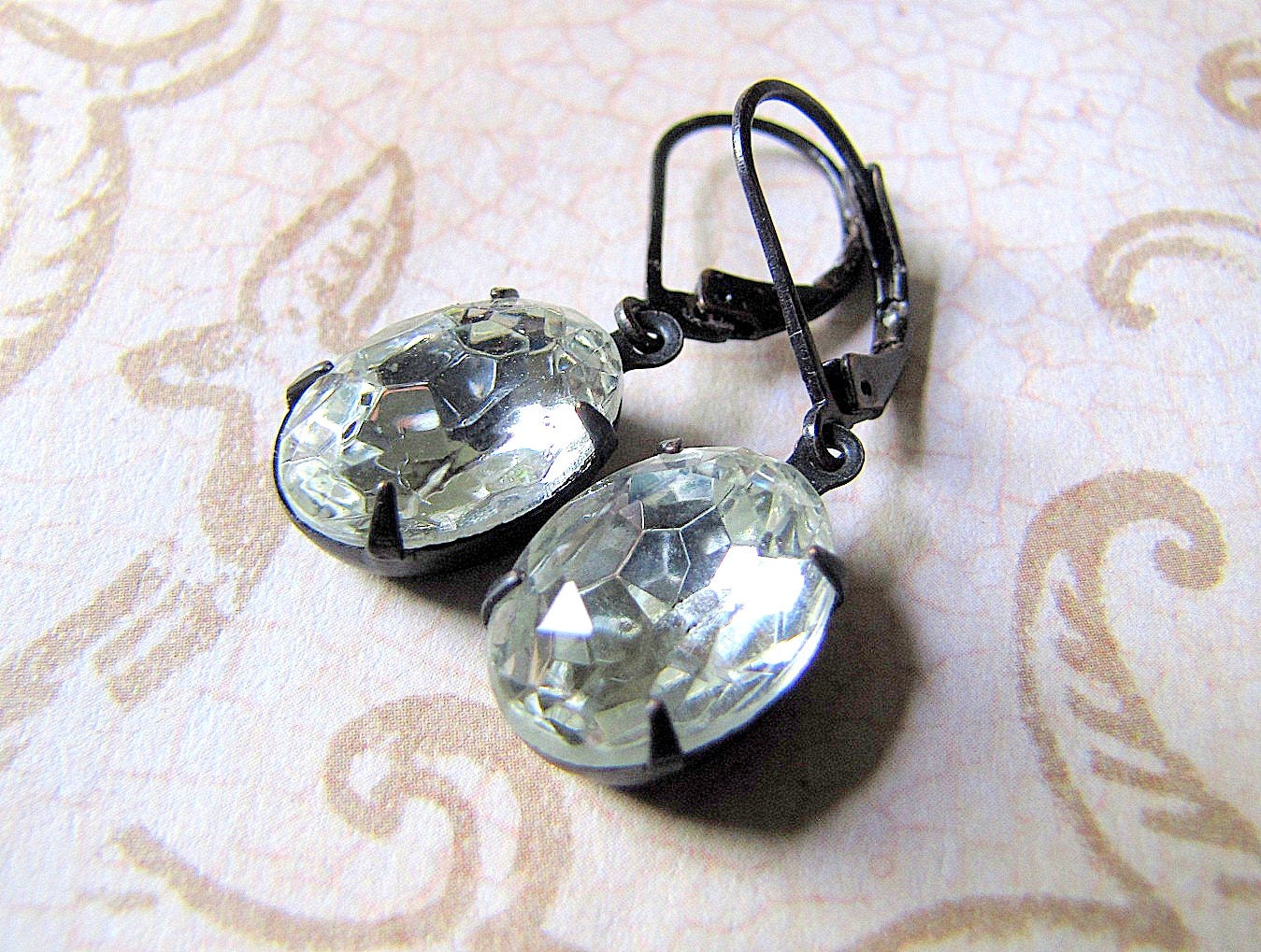 Sparkling Crystal Clear Rhinestone Earrings Vintage Swarovski Crystal Dangle Earrings Rhinestone Jewel Petite Earrings