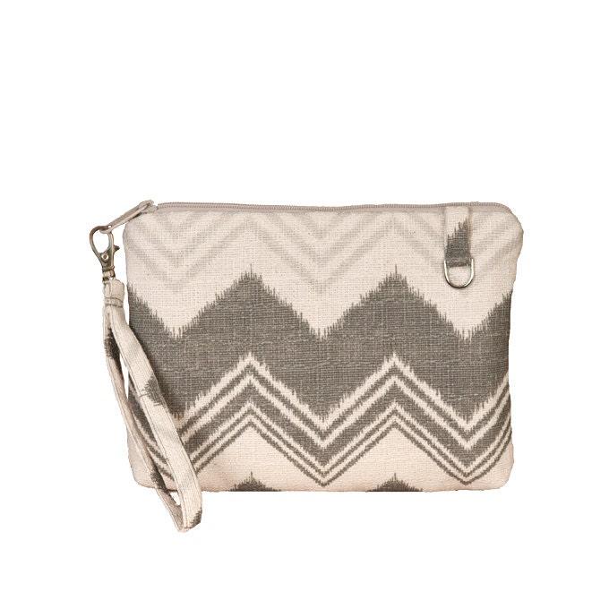 Ready to Ship, iPad Mini Case -Kindle Fire Case, Padded Travel Case, Woman's iPad mini Case,Wristlet, Pocket,  Chevron Gray
