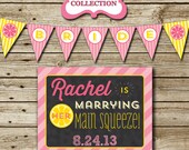 Lemonade Bridal Shower Party Pack: printable invitation, thank you, banners, sign, party circles, favor tags, food/drink labels, etc.