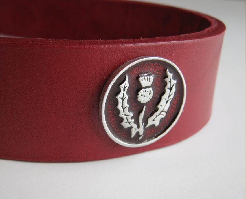 Scottish Thistle Red Leather Headband Scottish SCA Fantasy Headband Medieval Crown Barbarian Headband