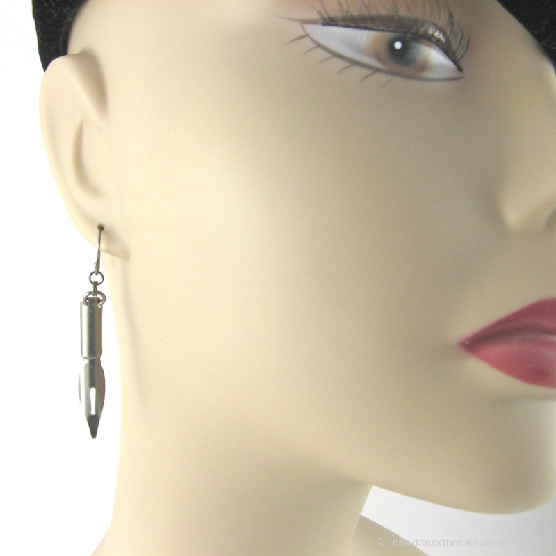 Pen Nib Earrings (Fountain Pen, Jewelry for Writers, Geekery)