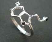 Black Science Serotonin or Happiness Molecule Silver Ring - Geeky Ring