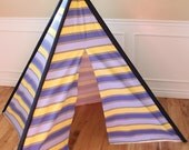 Yellow, Purple, Blue, Denim, Striped, Play Teepee, Tee Pee, Tent (poles included) Ready to Ship