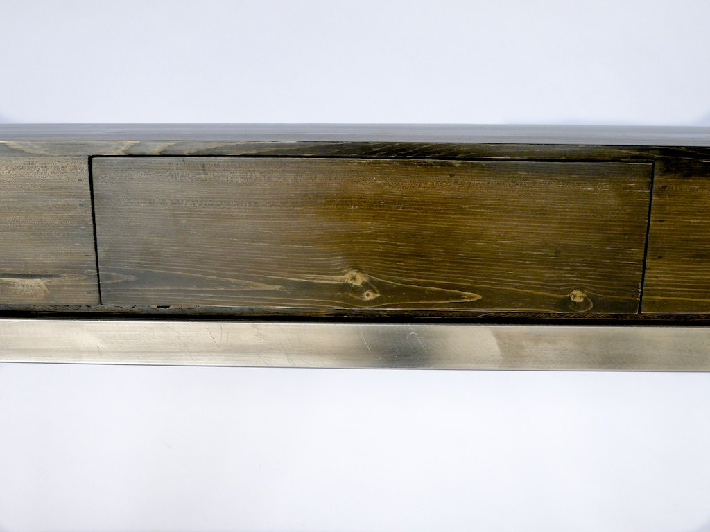Han Console Table with drawer / Stained reclaimed wood with welded steel frame / welded metal legs