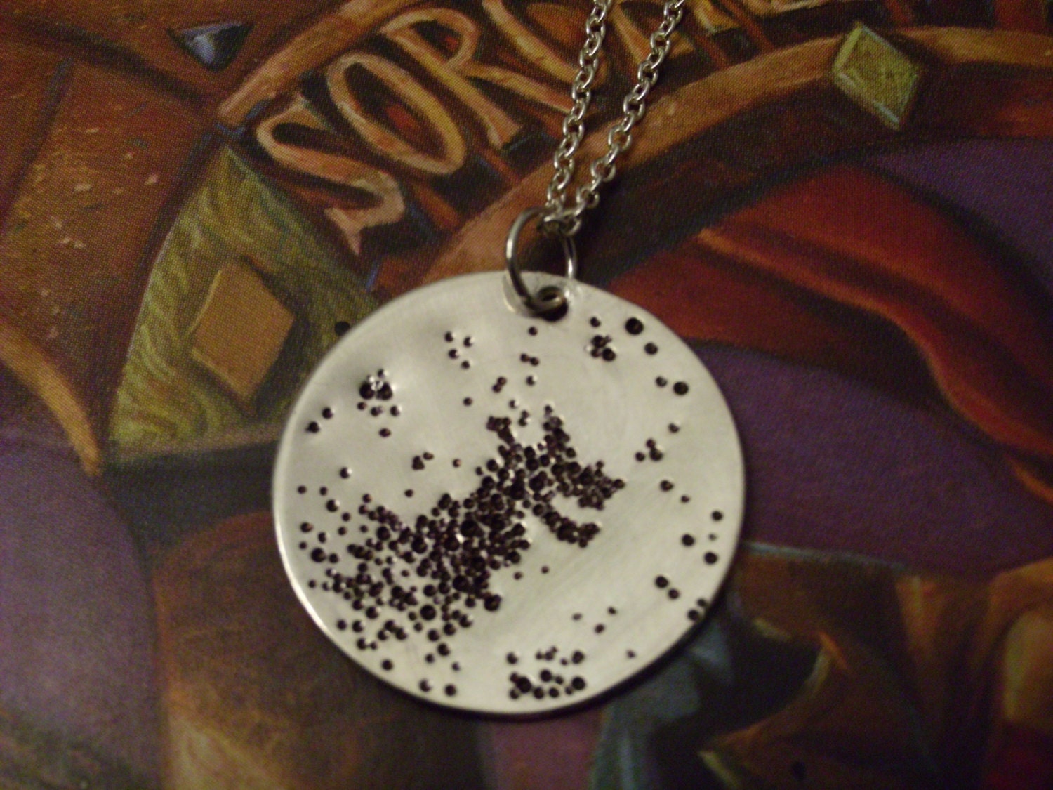 The Grim Reading Tea Leaves Bottom Of Teacup Necklace - Harry Potter & The Prisoner Of Azkaban Inspired Geekery Hand Stamped