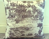 throw pillow - africa pillow - animal pillow - toile de jouy pillow - decorative pillow - cream pillow - elephant pillow - accent pillow