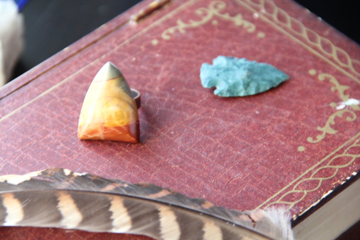 picasso jasper arrow shaped ethnic tribal scenic stone ring
