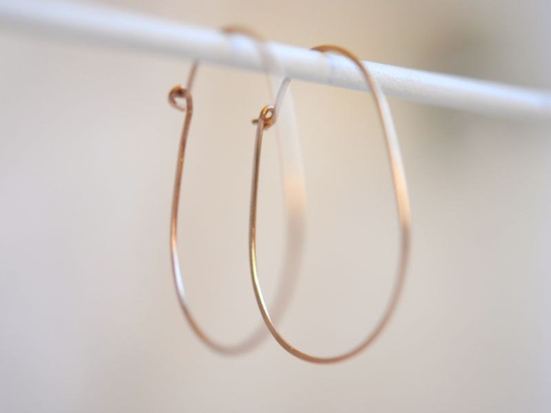Oval Hoop Earrings, Egg shaped - Gold Filled, Silver