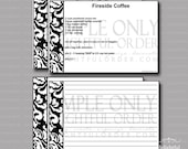 Editable and Printable - 4 x 6 BLACK Damask Recipe Cards - (2) PDF Files
