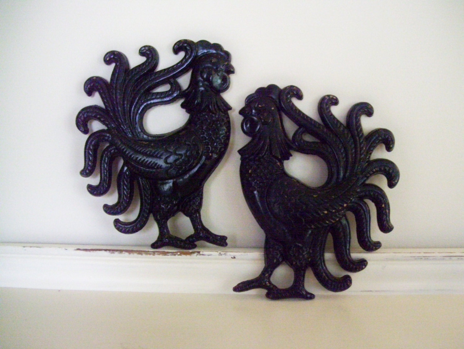 Vintage Decorama Rooster Wall Plaques - Japan