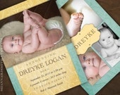 Alphabet Themed Birth Announcement Boy or Girl