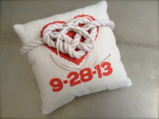 Celtic heart ring bearer pillow, nautical, beach theme