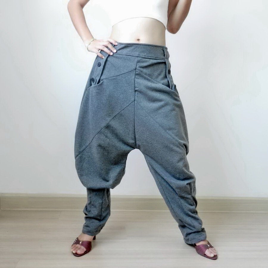 Ninja Pants Gaucho High Fashion,Unisex, Ribbed Cotton,Top Grey Colour..