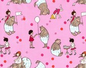 Let's Pretend by Sarah Jane for Michael Miller, Mr. Bear in pink, 1 yard