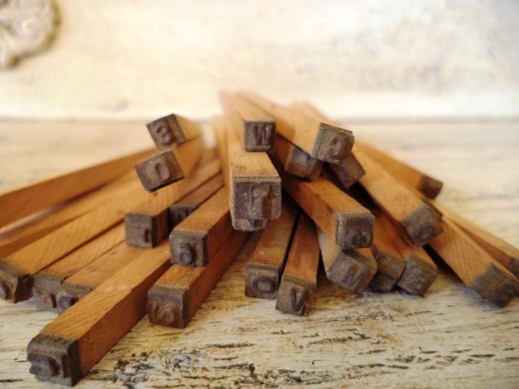 Vintage Rubber Stamp Set  - Tiny Letters and Numbers