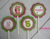 Strawberry Shortcake Cupcake Toppers - set of 12